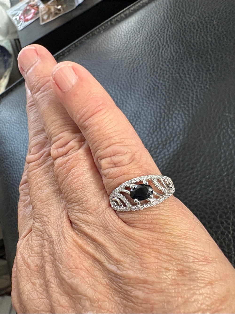 Silver Ring with Dark Garnet CZ Stones ( Brand New)
